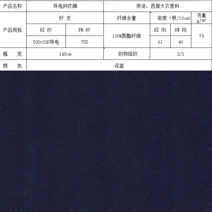 導(dǎo)電斜紋綢