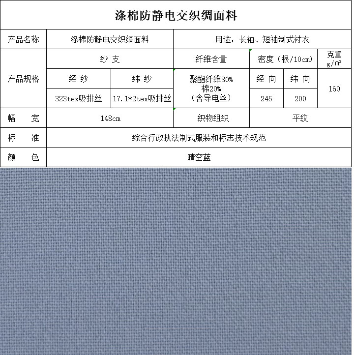 滌棉防靜電交織綢面料