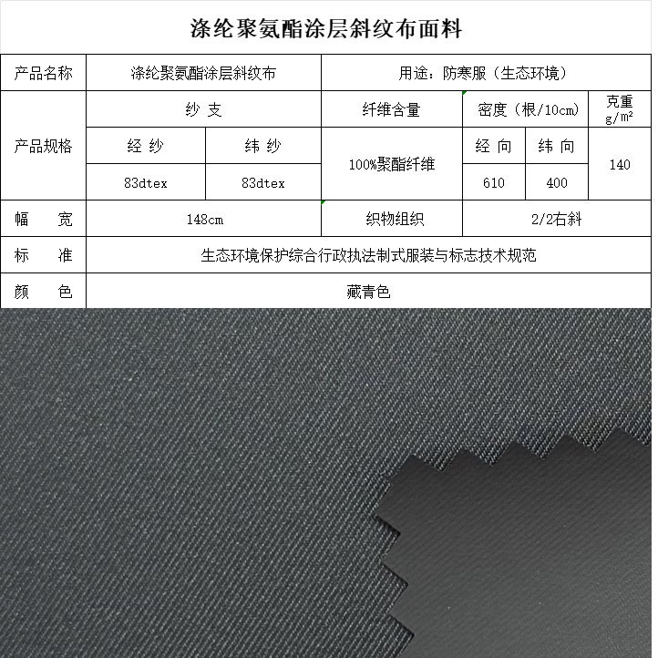 滌綸聚氨酯涂層斜紋布