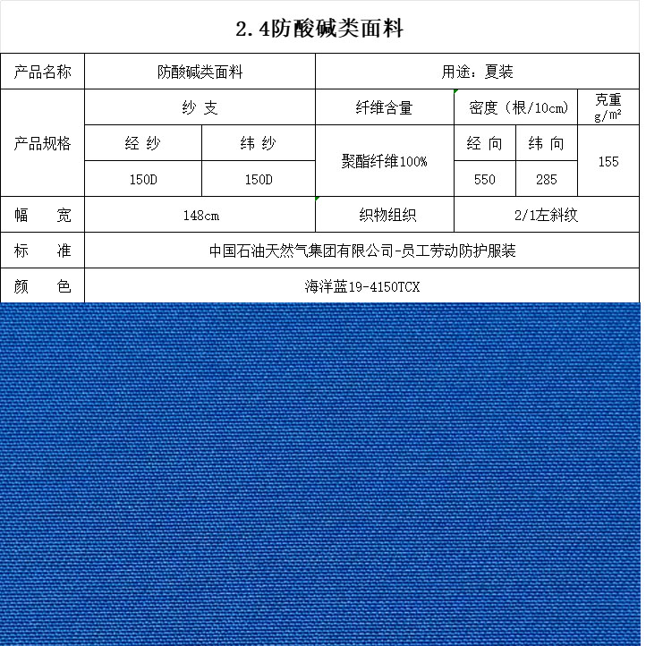 防酸堿類面料海洋藍(lán)19-4150tcx